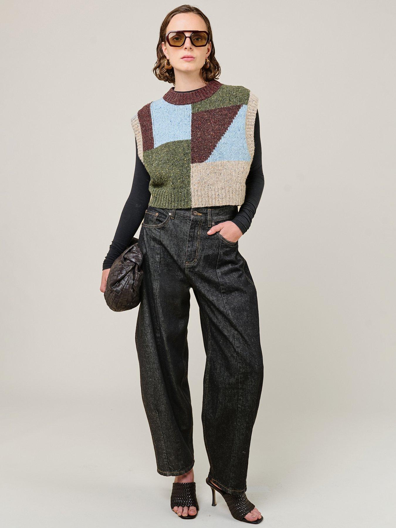 Image 1 of 3 of Vi.ve.re Womens Colour Block Ribbed Trim Tank Top - Multi
