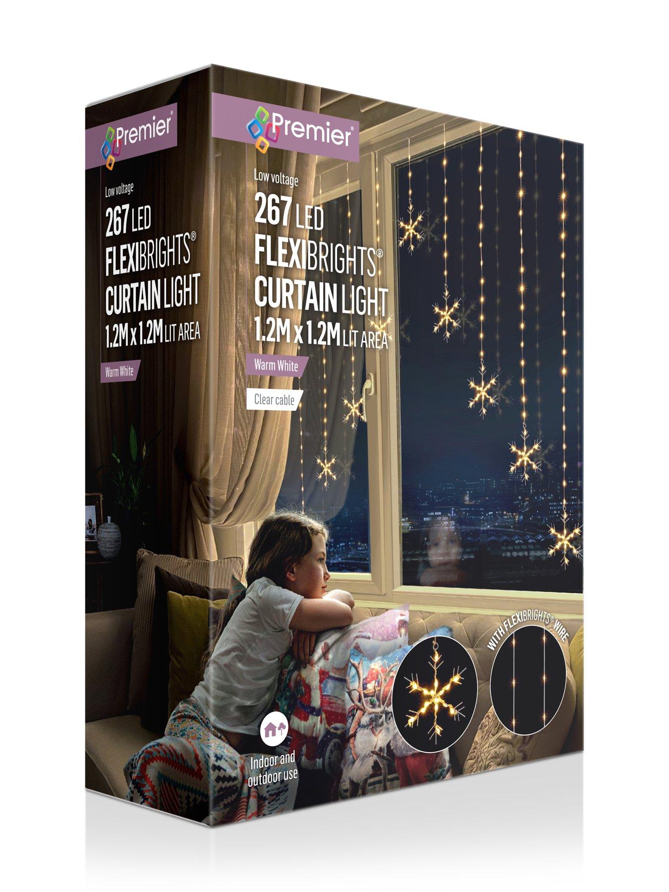 Image 3 of 4 of Premier Decorations 1.2 X 1.2m Multi Action Flexibrights Snowflake V Curtain Light