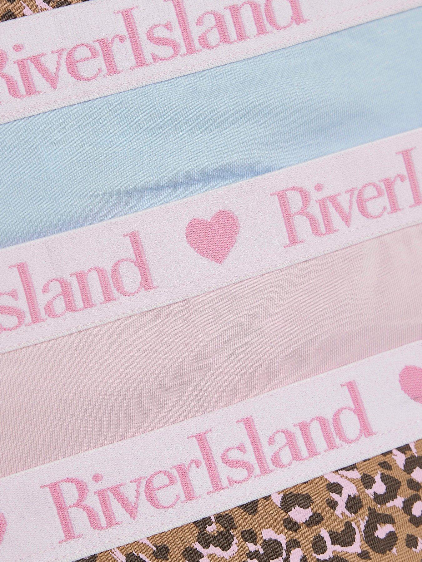 Image 2 of 3 of River Island Girls Leopard Print Pack Of 5 Briefs - Brown