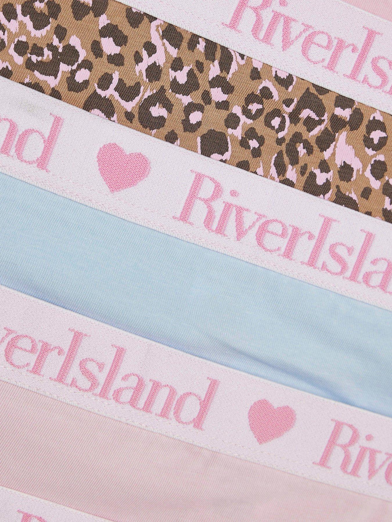 Image 3 of 3 of River Island Girls Leopard Print Pack Of 5 Briefs - Brown