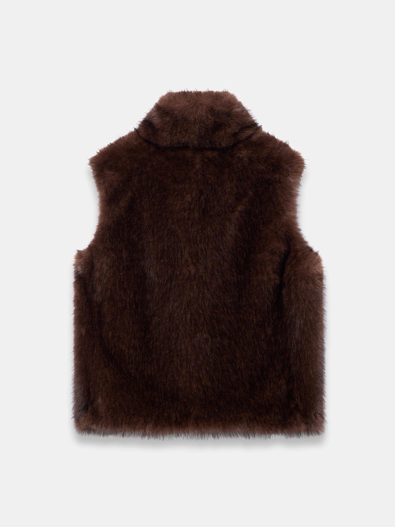 Image 6 of 6 of Mint Velvet Faux Fur Gilet - Brown