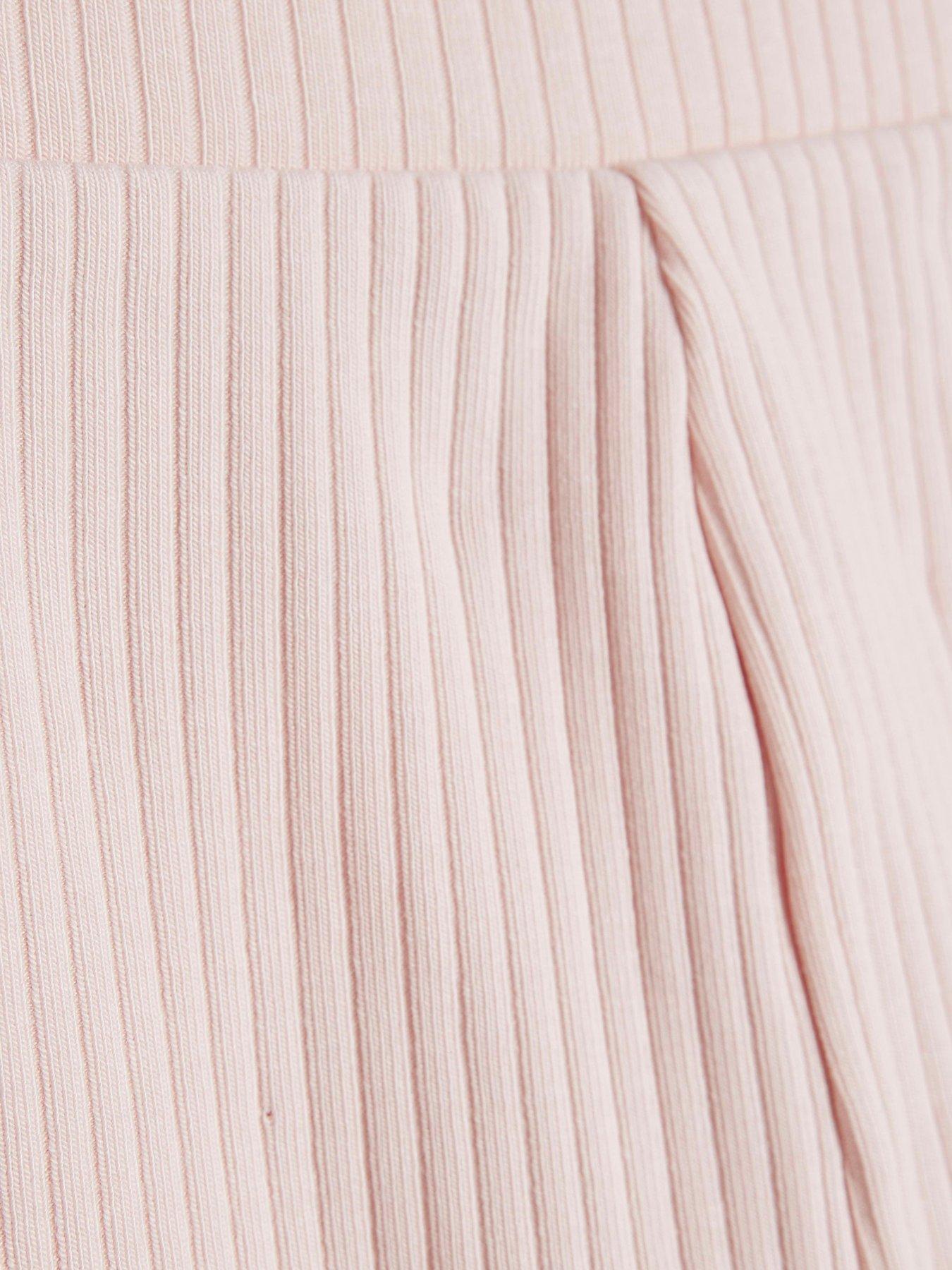 Image 4 of 5 of River Island Mini Mini Girls Bow Rib Legging Set - Pink