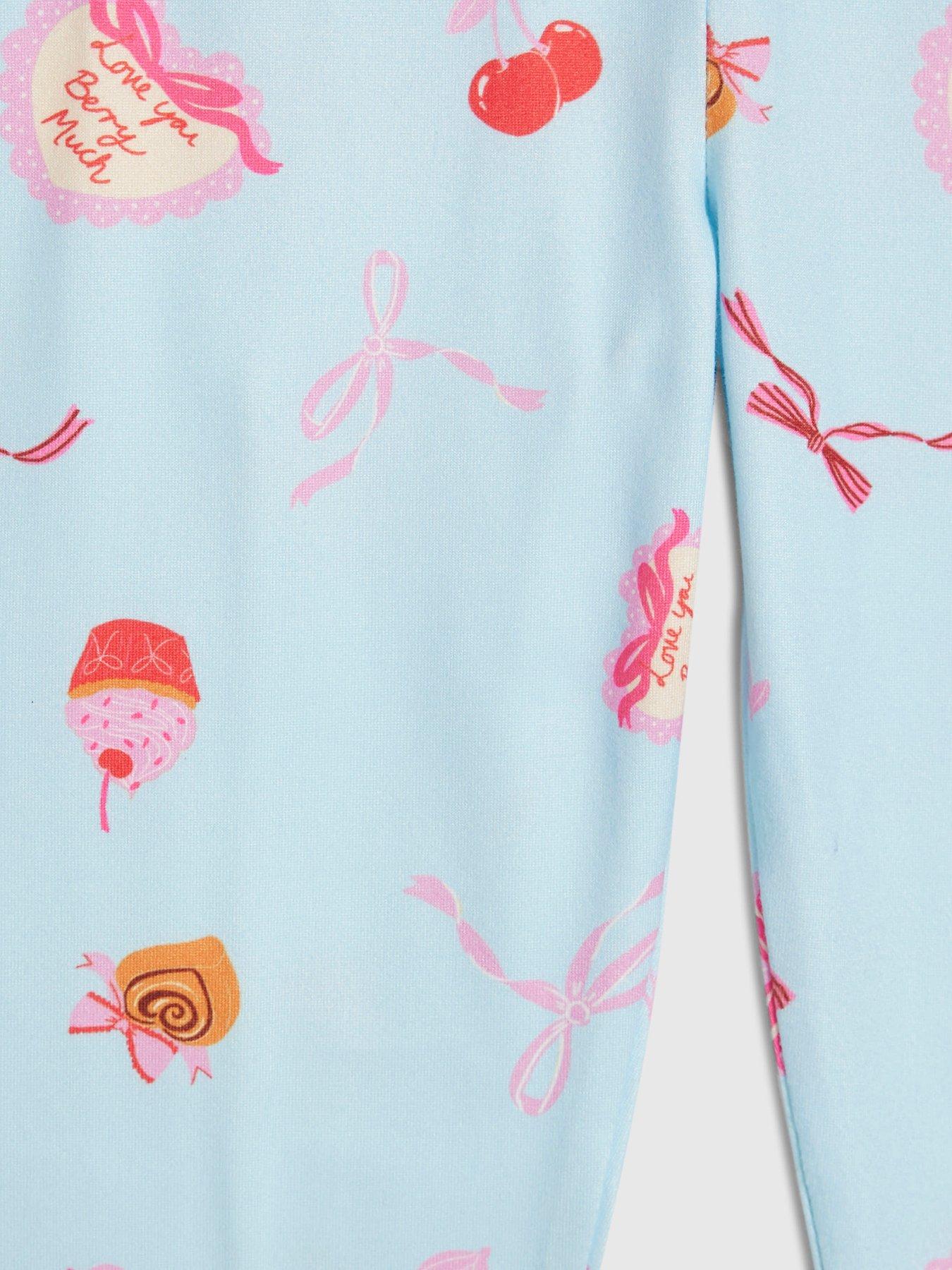 Image 4 of 5 of River Island Mini Girls Bakery Print Stretch Pyjamas Set - Blue
