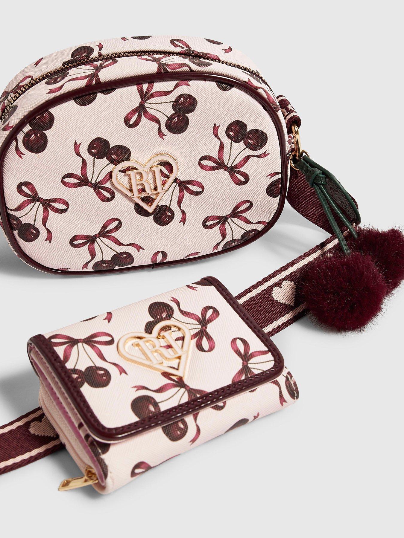 Image 4 of 6 of River Island Girls Cherry Crossbody Bundle Bag - Pink