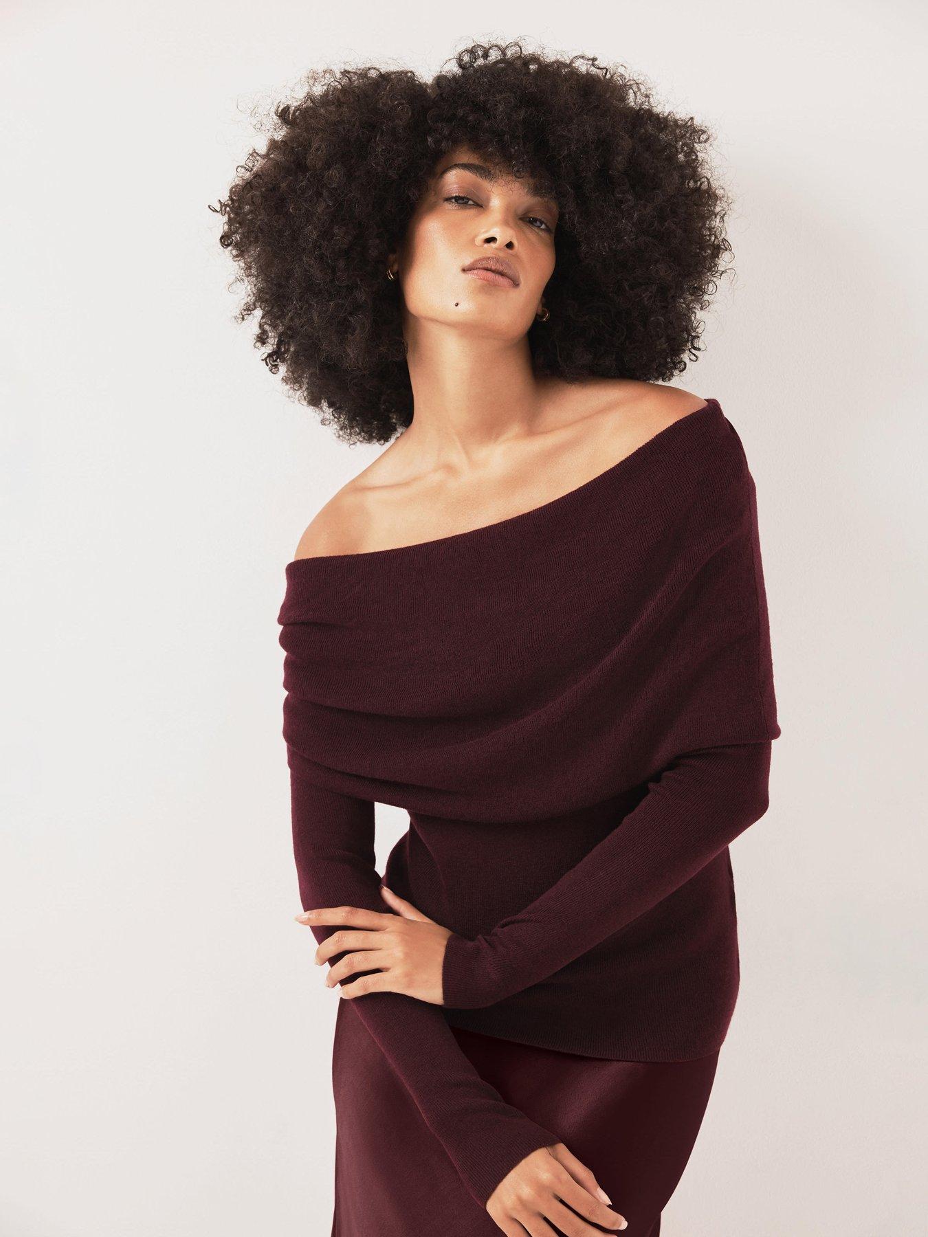 Image 2 of 6 of Mint Velvet Bardot Knit Top - Red