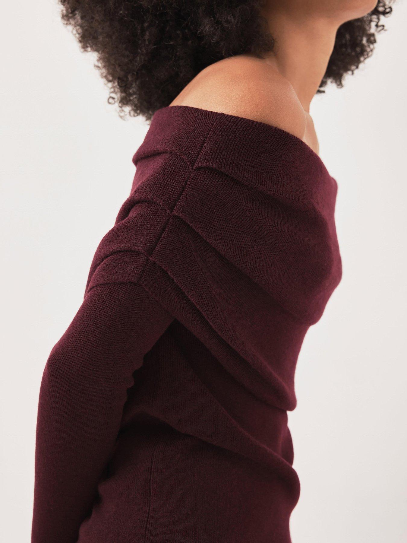 Image 3 of 6 of Mint Velvet Bardot Knit Top - Red