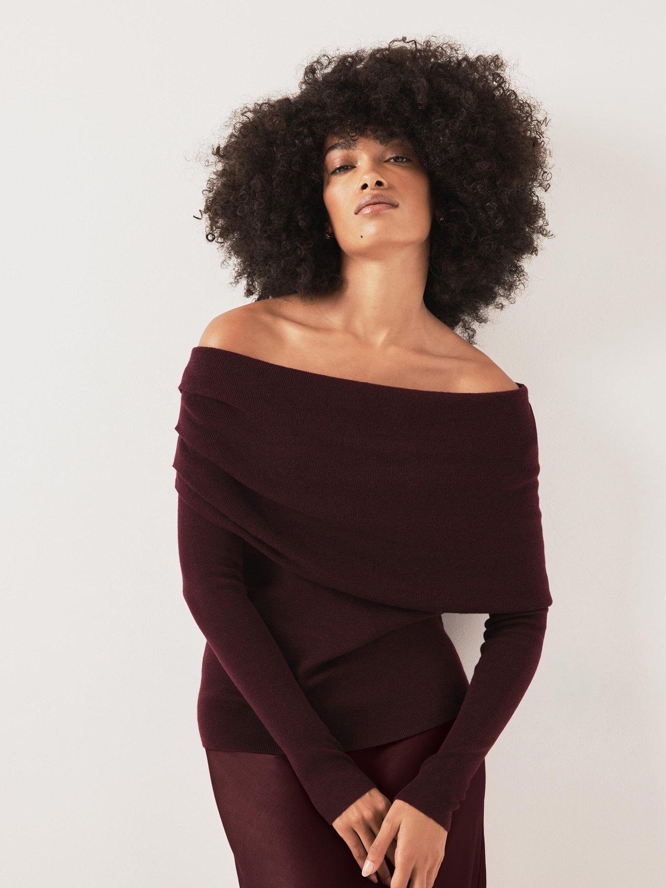 Image 4 of 6 of Mint Velvet Bardot Knit Top - Red