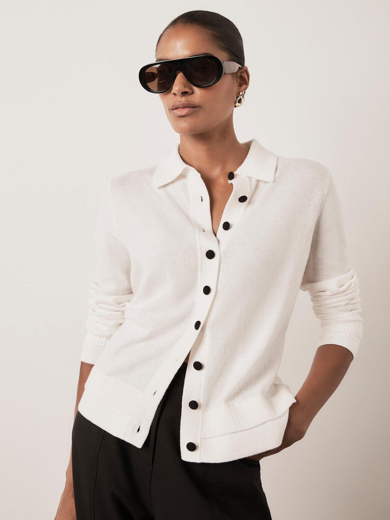 Image 1 of 6 of Mint Velvet Layered Collar Top - Cream