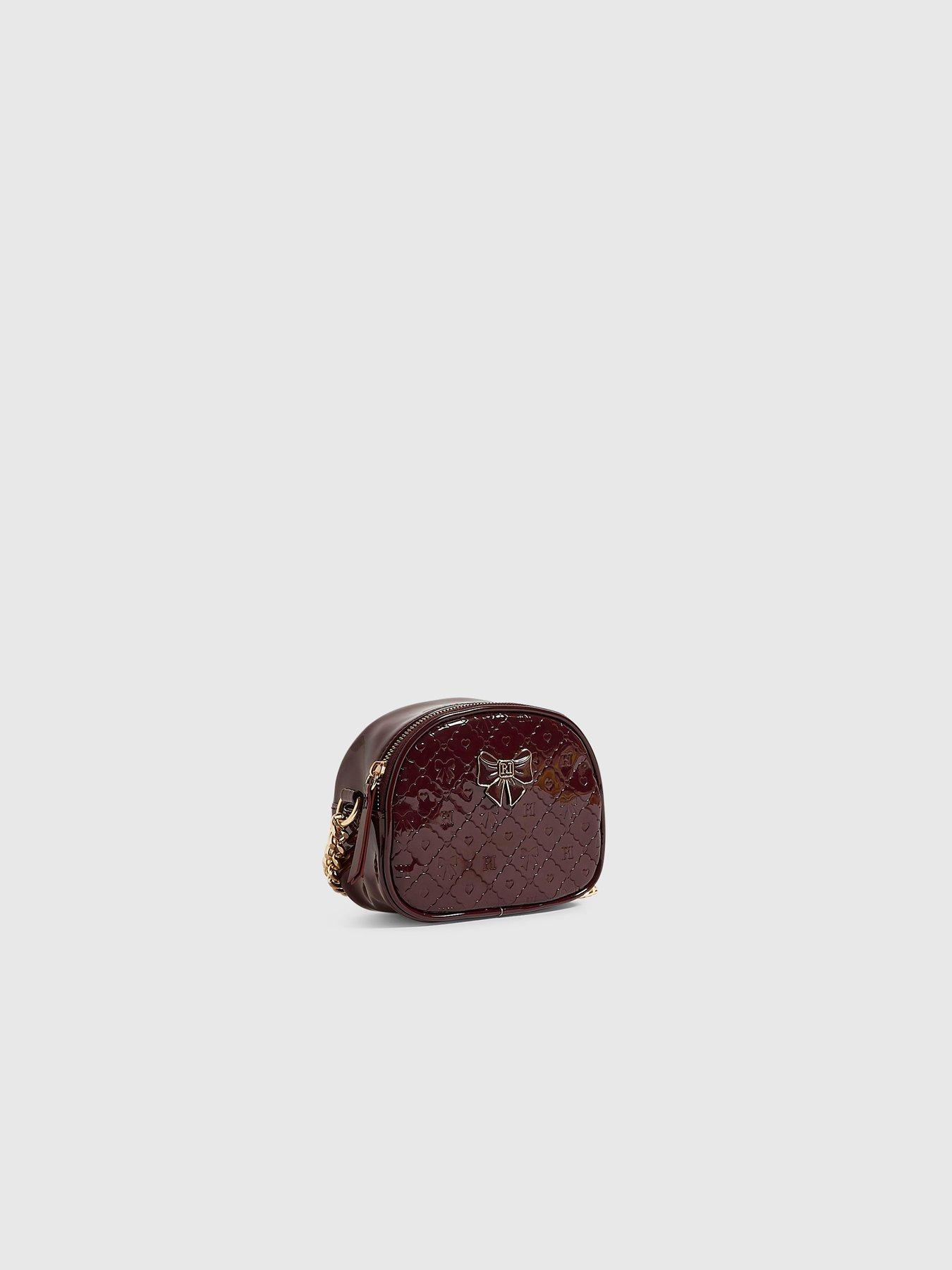 Image 2 of 5 of River Island Girls Patent Monogram Crossbody Bag - Burgundy