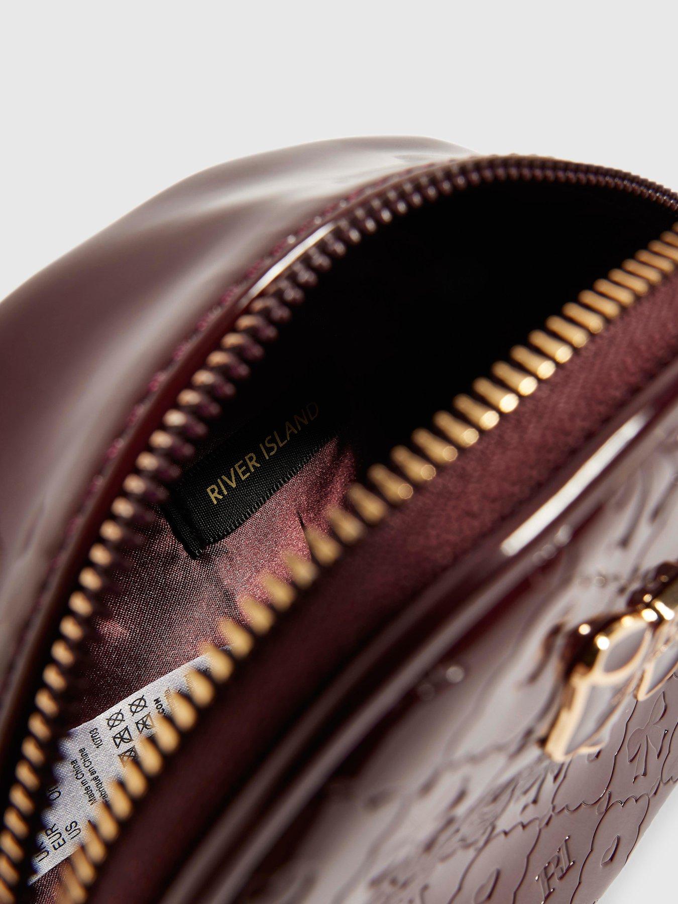 Image 5 of 5 of River Island Girls Patent Monogram Crossbody Bag - Burgundy