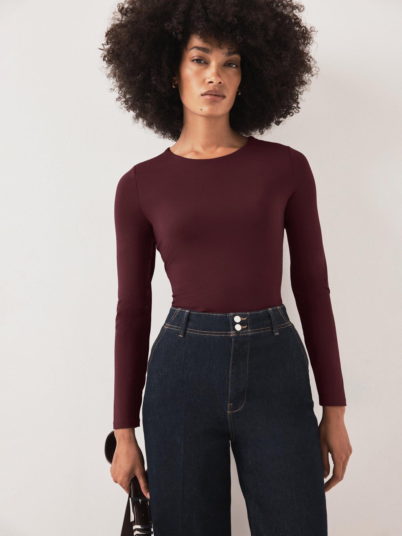 Mint Velvet Crew Neck Long Sleeve Layering Top - Red
