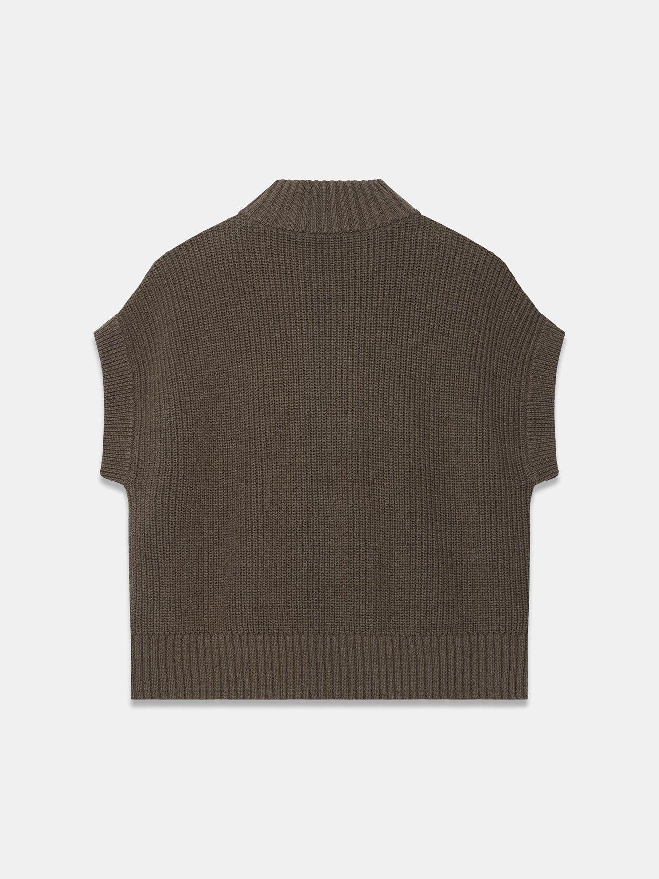 Image 6 of 6 of Mint Velvet Khaki Funnel Neck Ribbed Knit Top - Green