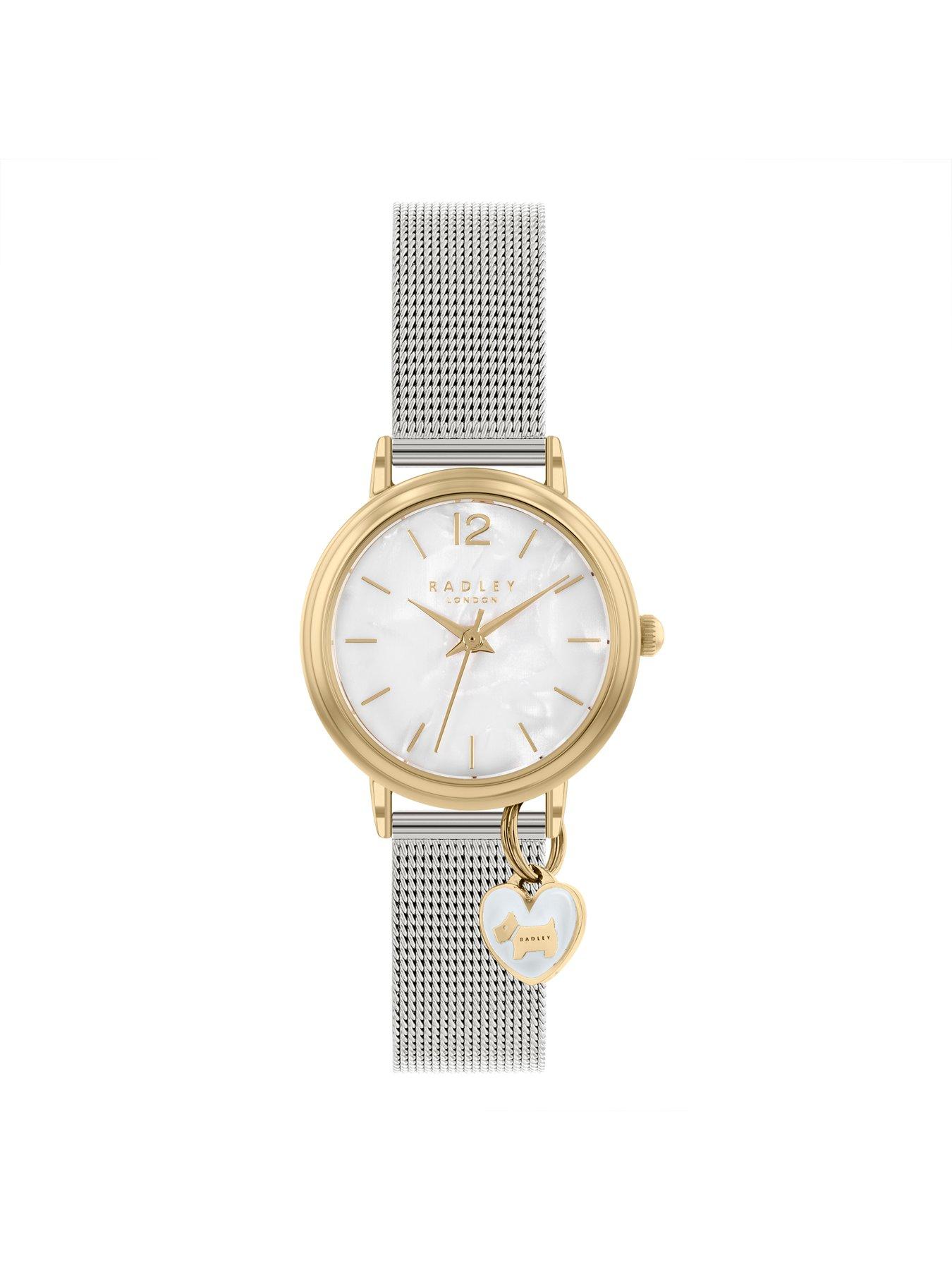 Image 2 of 5 of Radley Womens Stone Set Heart Charm Bracelet Watch Set - Gold