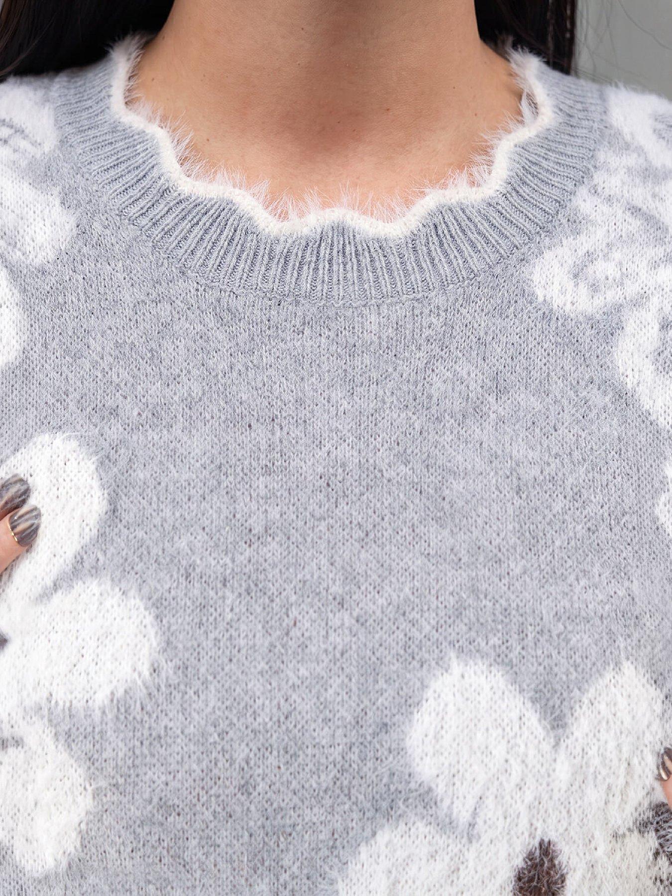 Image 2 of 4 of Roman Womens Fluffy Floral Soft Touch Jumper - Grey
