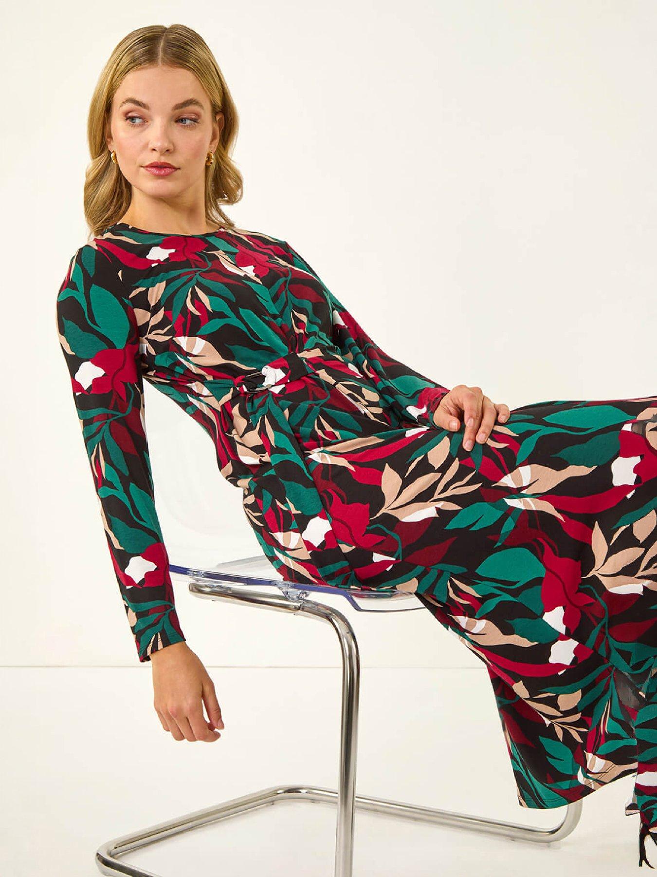 Dusk Women's Floral Print Stretch Midi Dress | Size: 12 - Image 4
