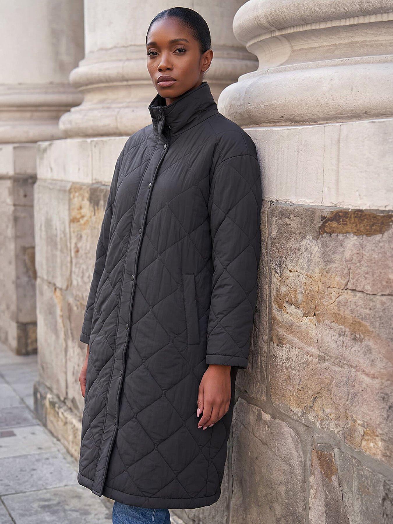 Image 1 of 4 of Roman Womens Petite Oversized Puffer Coat - Black