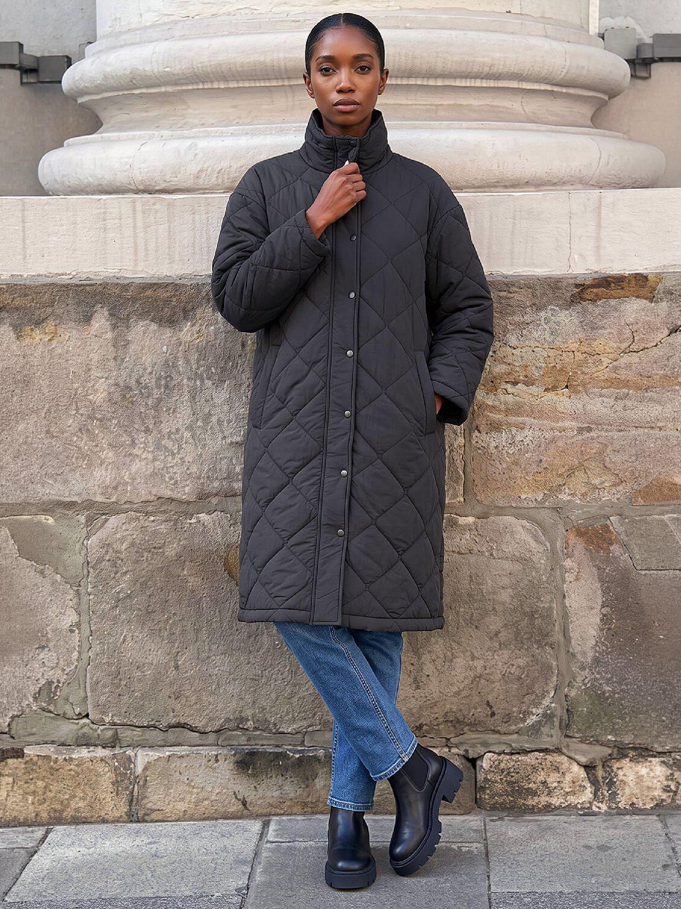 Image 4 of 4 of Roman Womens Petite Oversized Puffer Coat - Black