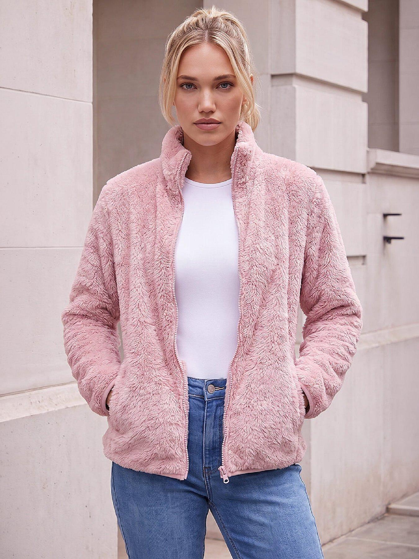 Roman Women's Light Pink Sherpa Fleece Jacket Large - Image 3