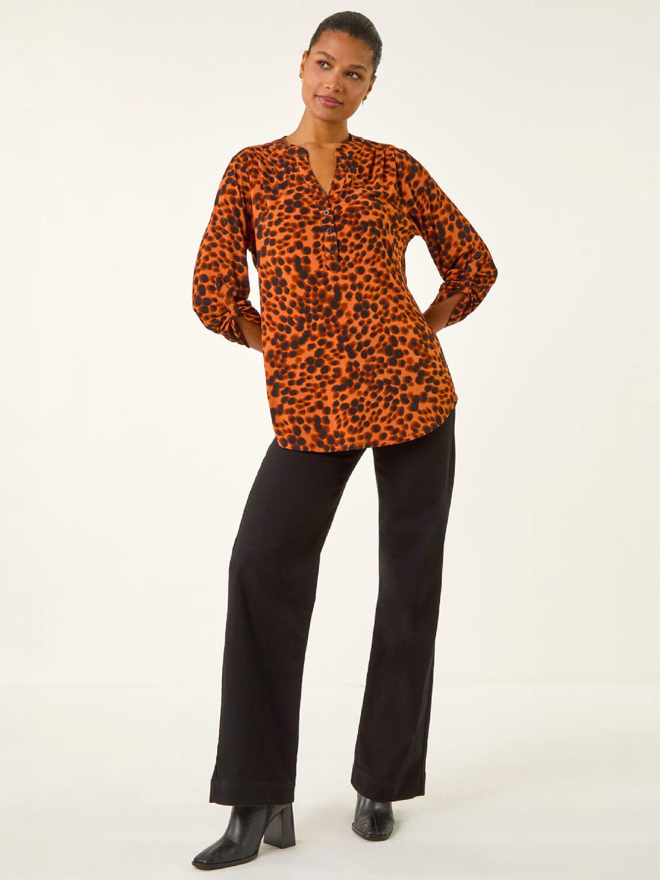 Roman Women's Copper Spot Print Stretch Top In | Size: 14 - Image 2