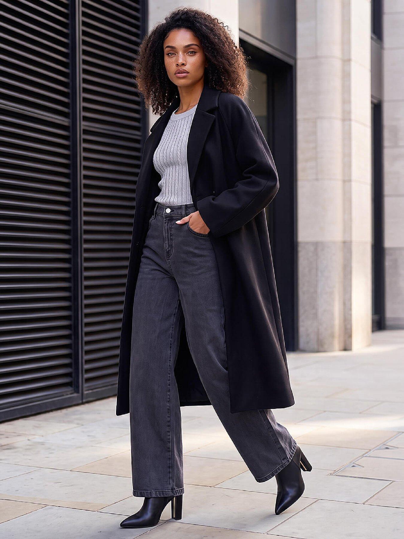 Dusk Women's Single Breasted Longline Coat in Black | Size: 14 - Image 2