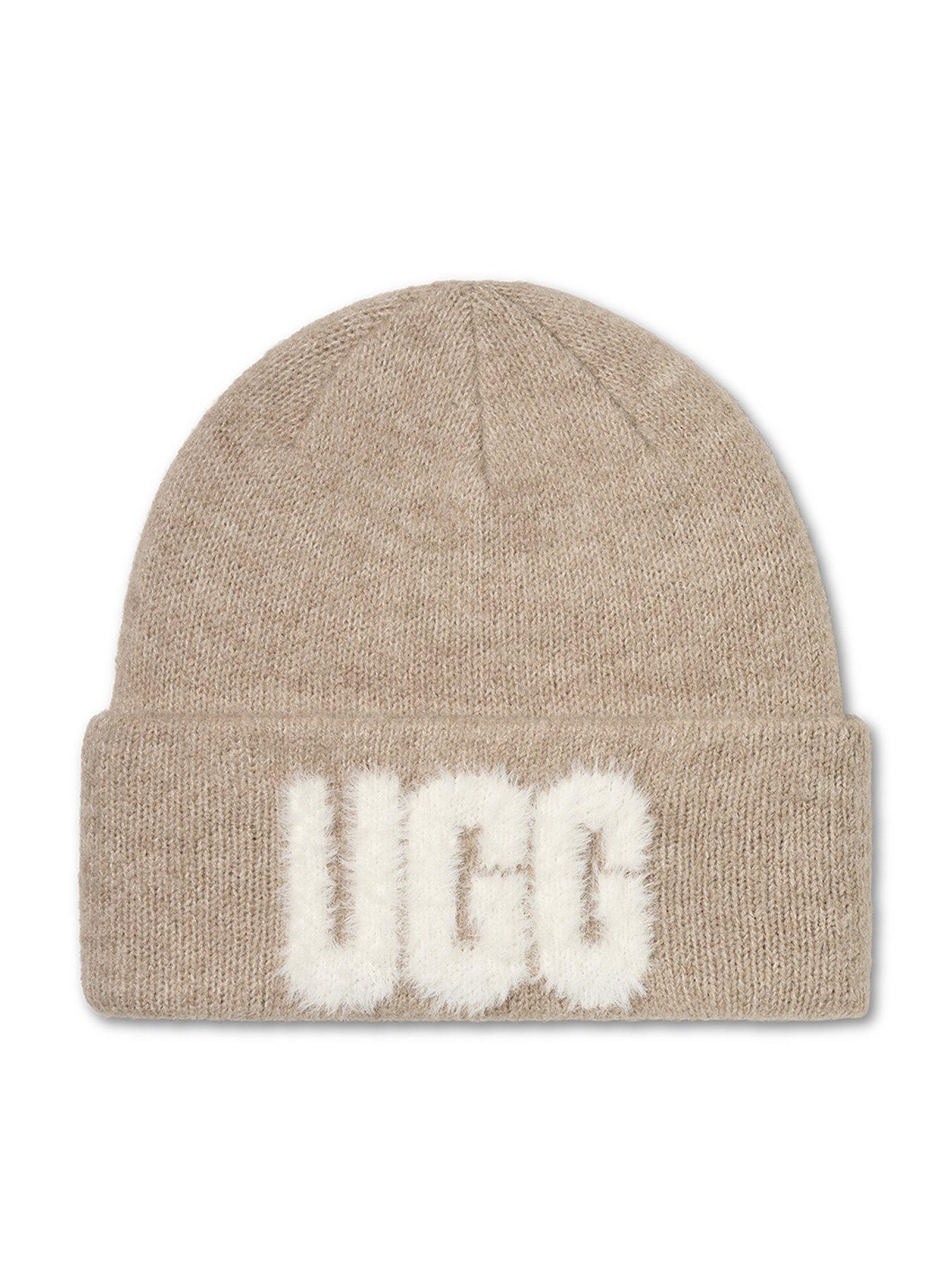 Image 1 of 2 of UGG Womens Fuzzy Logo Beanie Hat - Cream