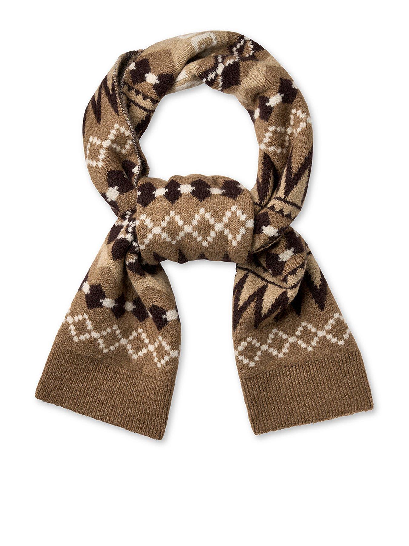 Image 1 of 2 of UGG Womens Braylee Uggisle Geometric Knit Logo Scarf - Brown
