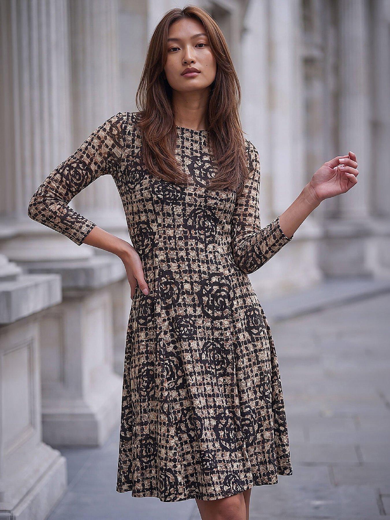 Roman Women's Rose Burnout Lace Dress in Dark Brown | Size: 18 - Image 2