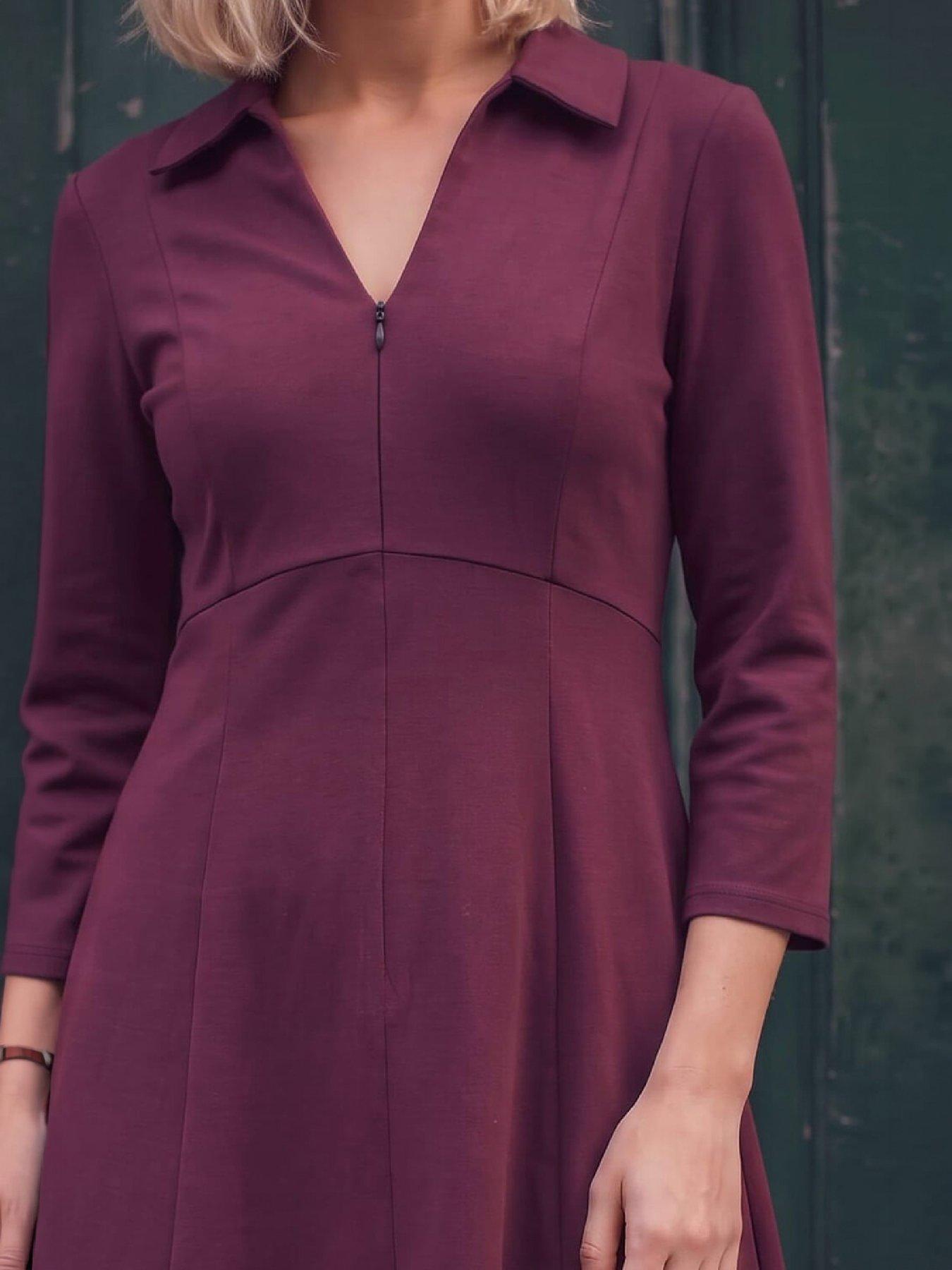 Image 2 of 4 of Roman Petite Zip Front Dress - Red