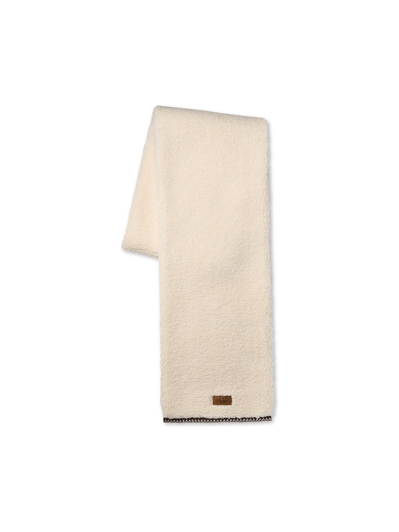 Image 2 of 2 of UGG Womens Uggbraid Plush Fleece Logo Patch Scarf - Beige