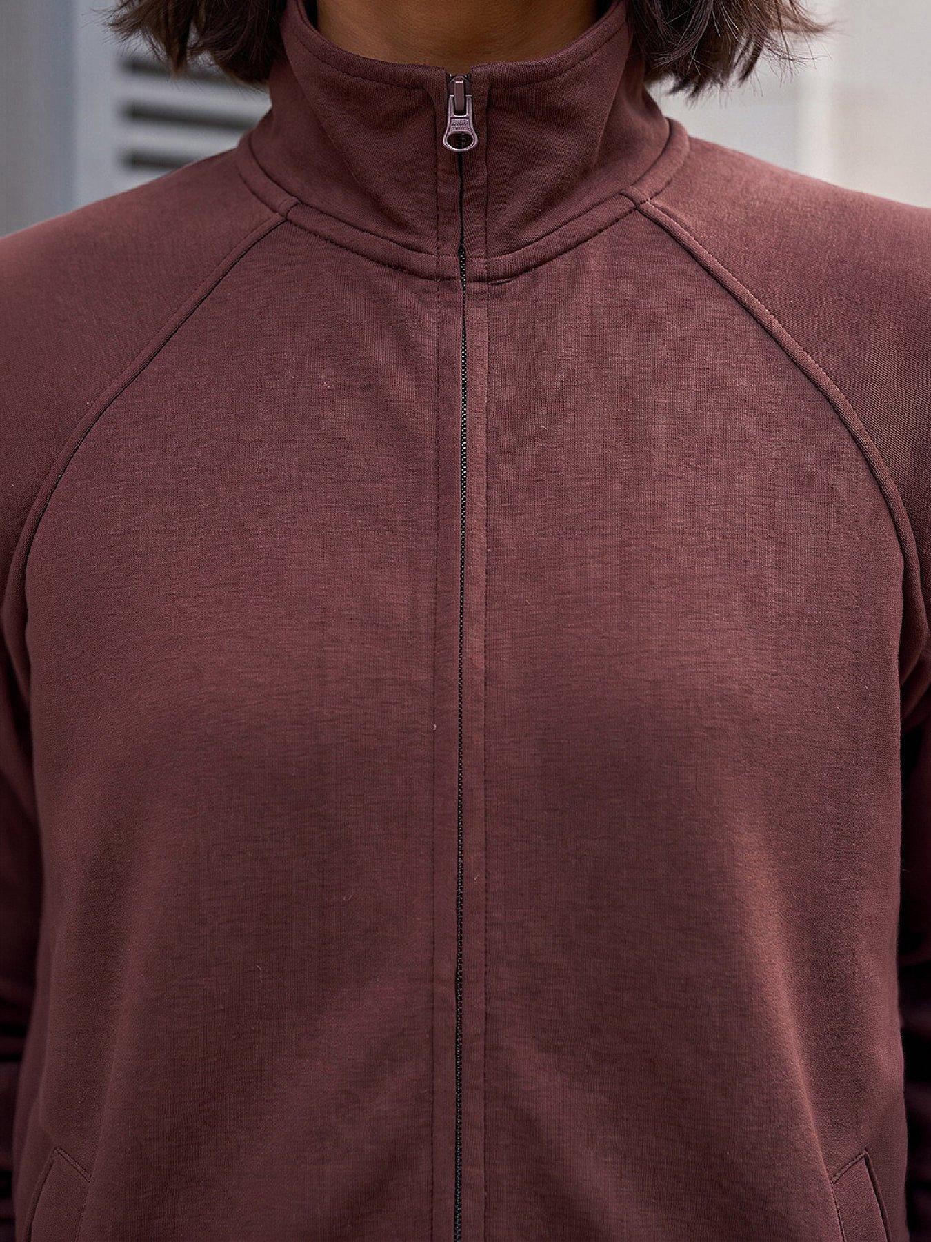 Image 2 of 4 of Roman Womens Soft Touch High Collar Zip Jacket - Brown