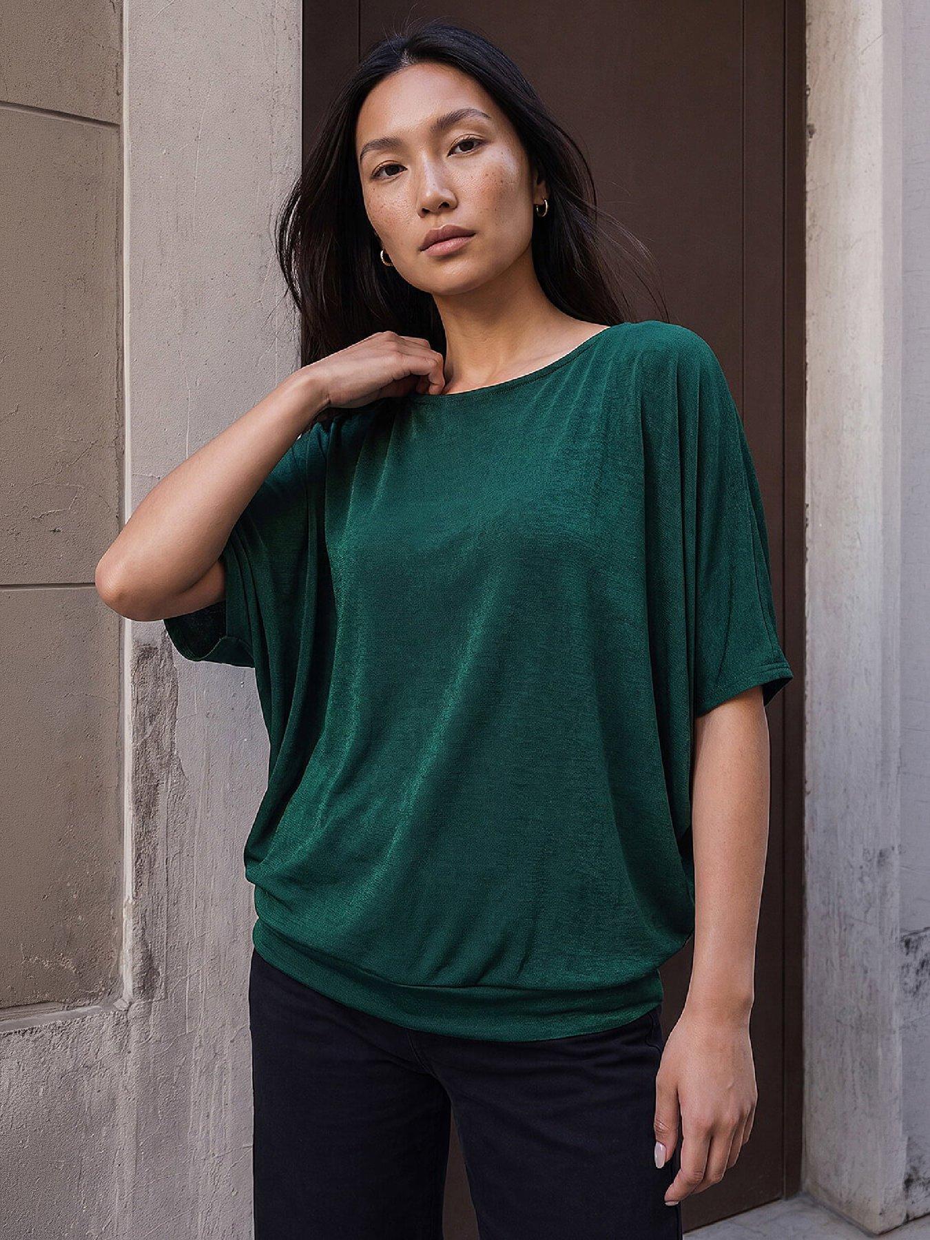 Roman Women's Green Bubble Hem Stretch Top In | Size: 14 - Image 7