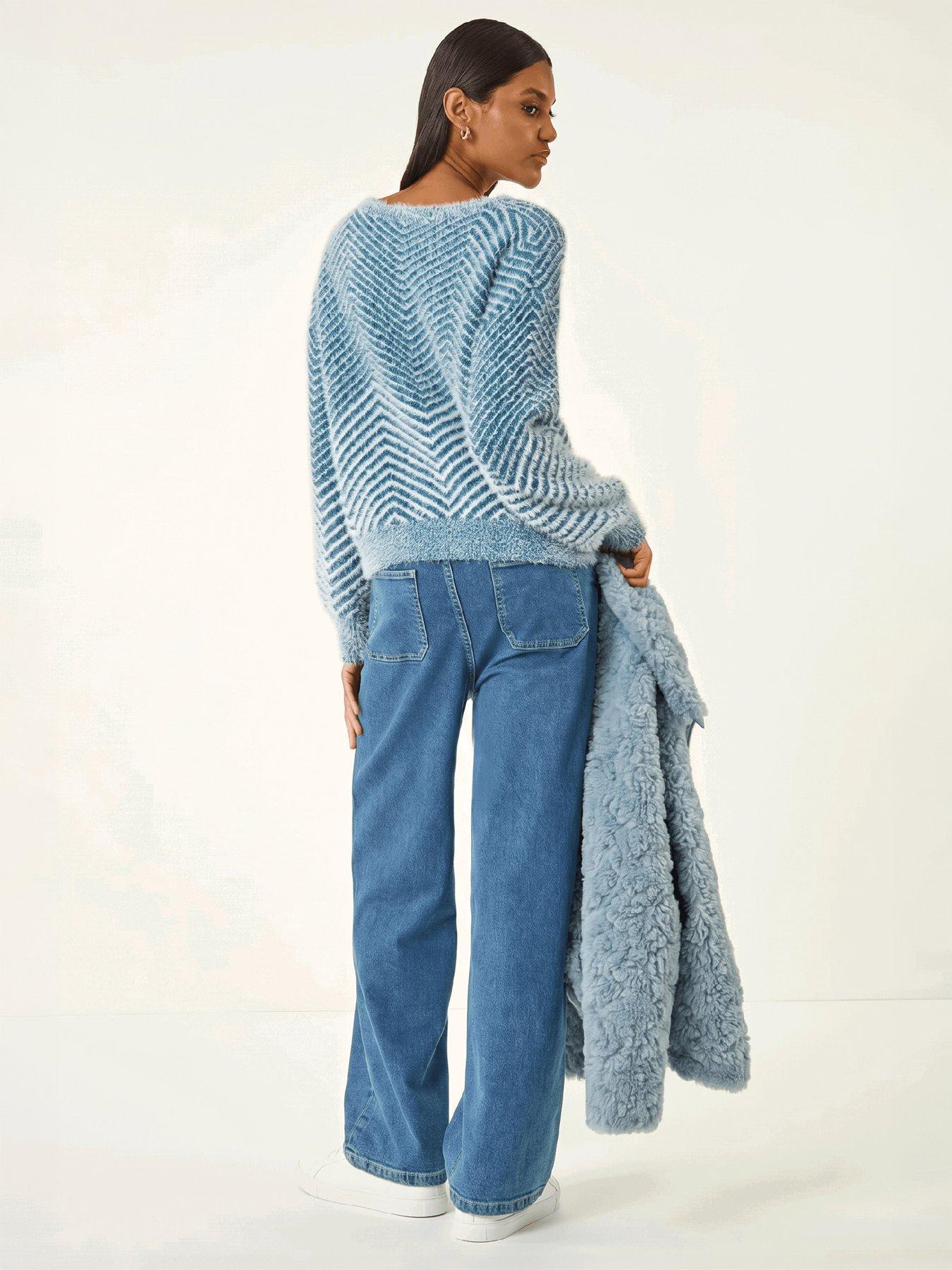 Roman Women's Blue Abstract Stripe Knit Jumper In | : Medium - Image 6
