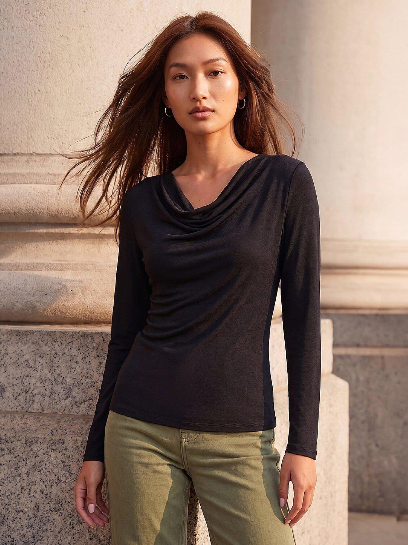 Roman Women's Black Cowl Neck Top In | : Size 20 - Image 2