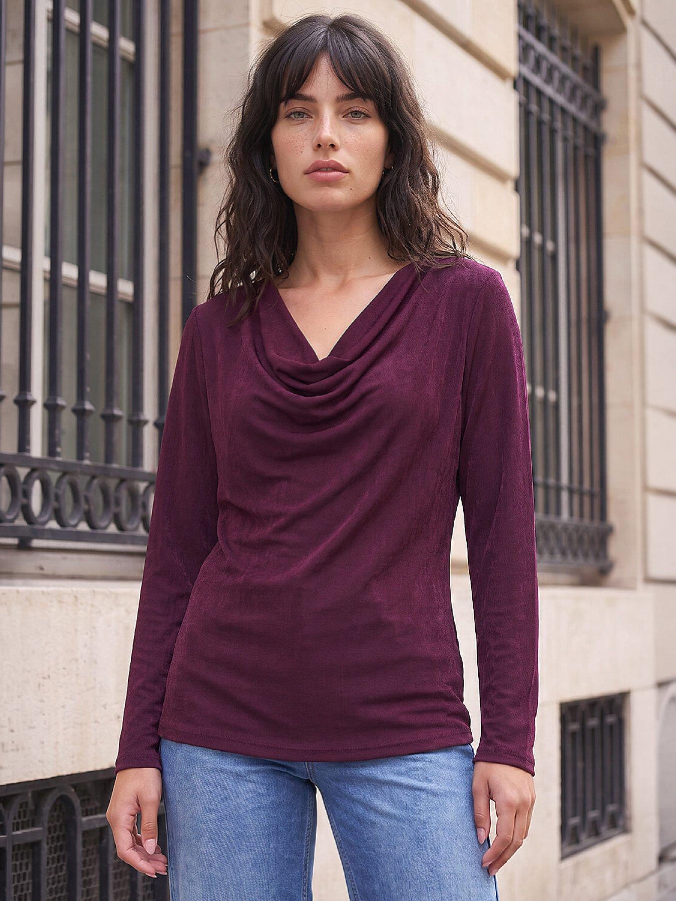 Roman Women's Deep Purple Cowl Neck Top Size 20 - Image 3