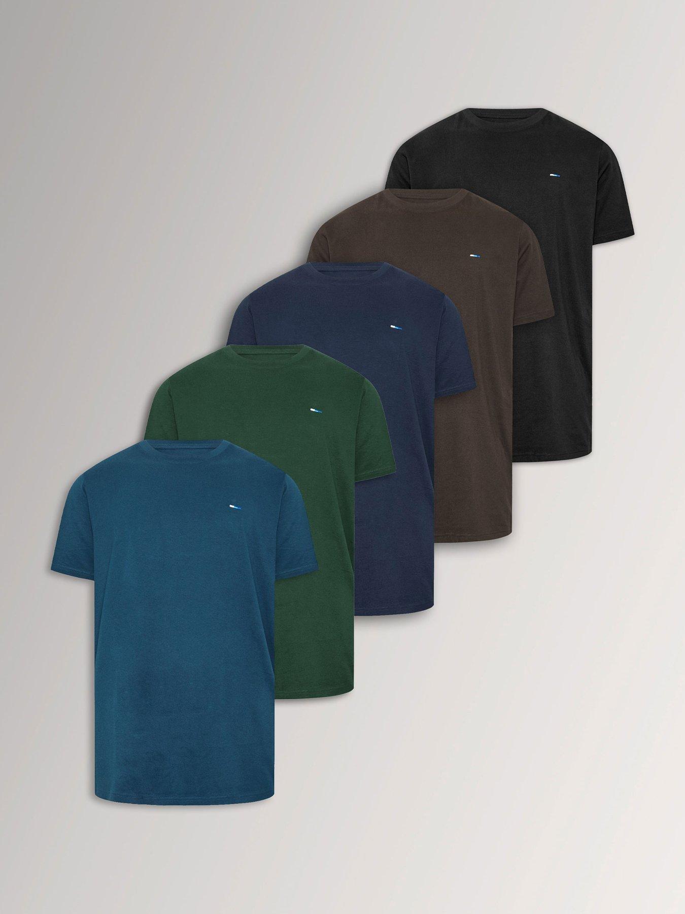 BadRhino Mens 5 Pack Crew Neck Core T-Shirts, Brown, Size 4Xl, Men