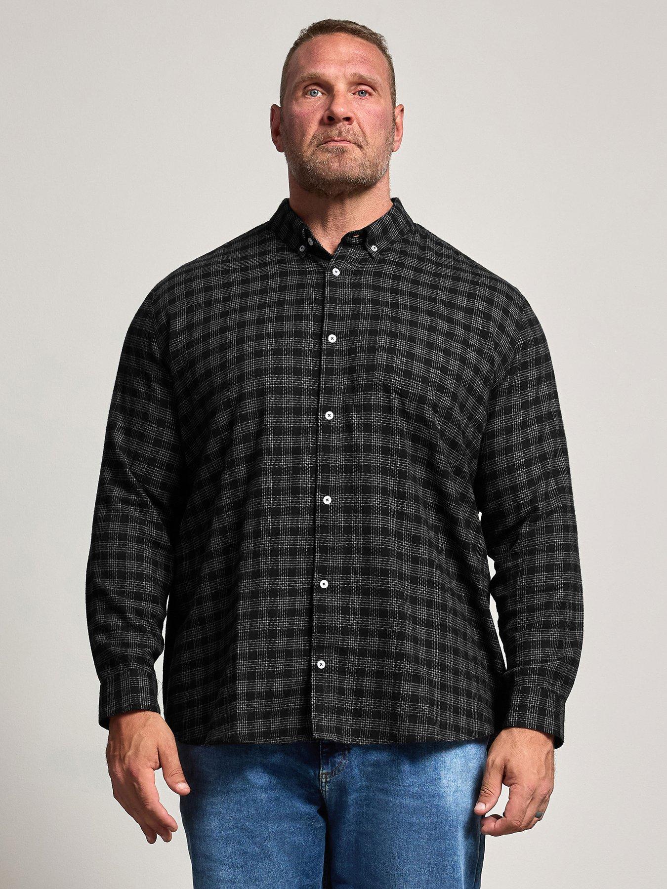Image 1 of 4 of BadRhino Mens Brushed Check Long Sleeve Shirt - Black