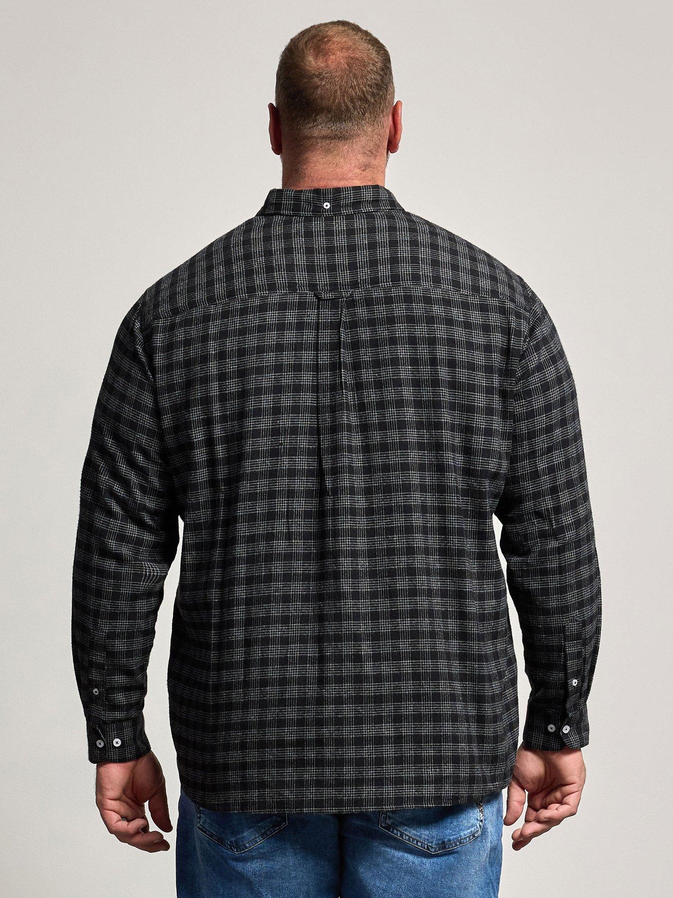 Image 2 of 4 of BadRhino Mens Brushed Check Long Sleeve Shirt - Black