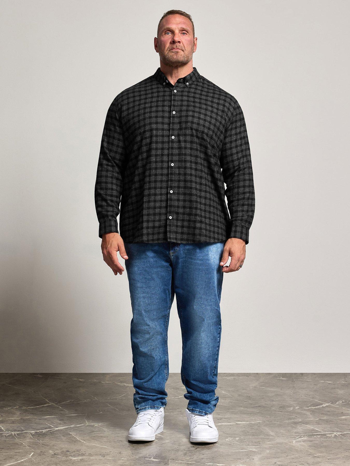 Image 3 of 4 of BadRhino Mens Brushed Check Long Sleeve Shirt - Black