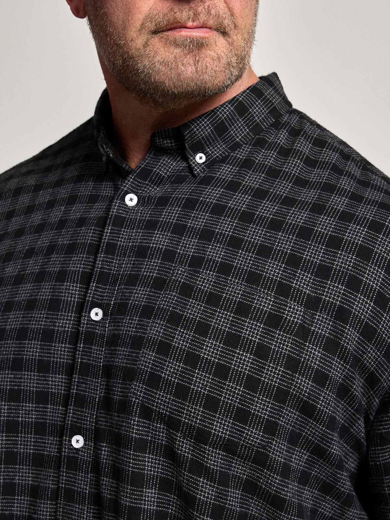 Image 4 of 4 of BadRhino Mens Brushed Check Long Sleeve Shirt - Black