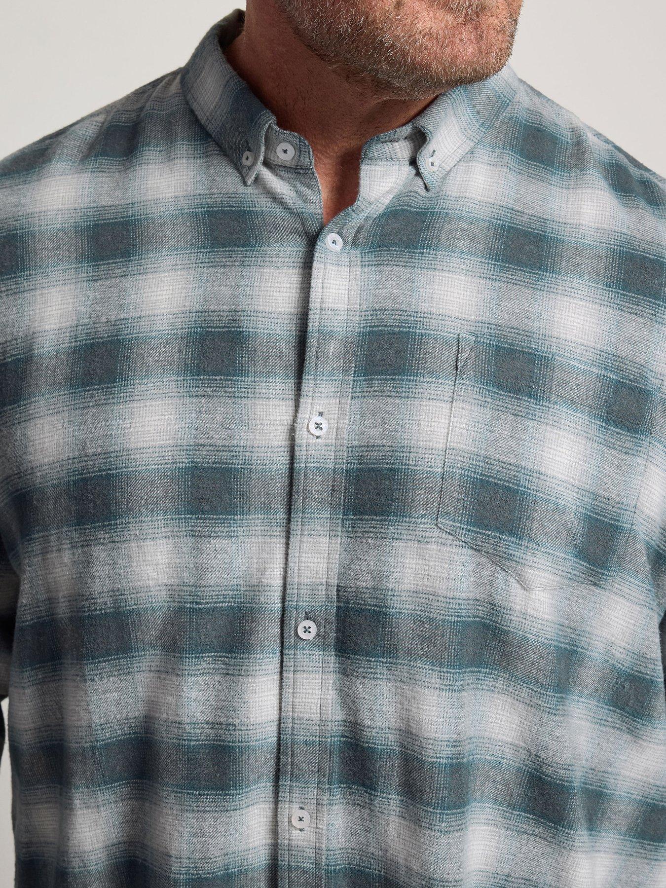 Image 4 of 4 of BadRhino Mens Brushed Check Long Sleeve Shirt - Blue