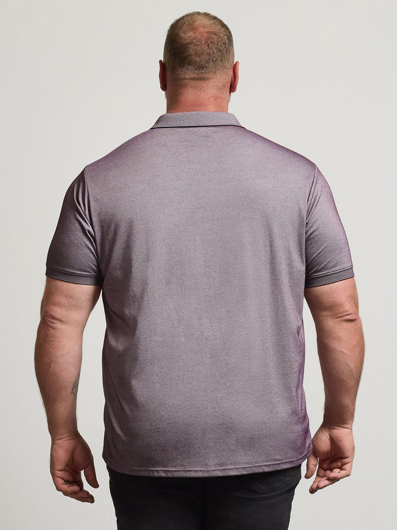 Image 2 of 4 of BadRhino Mens Big &amp; Tall Two Tone Textured Polo Shirt - Red