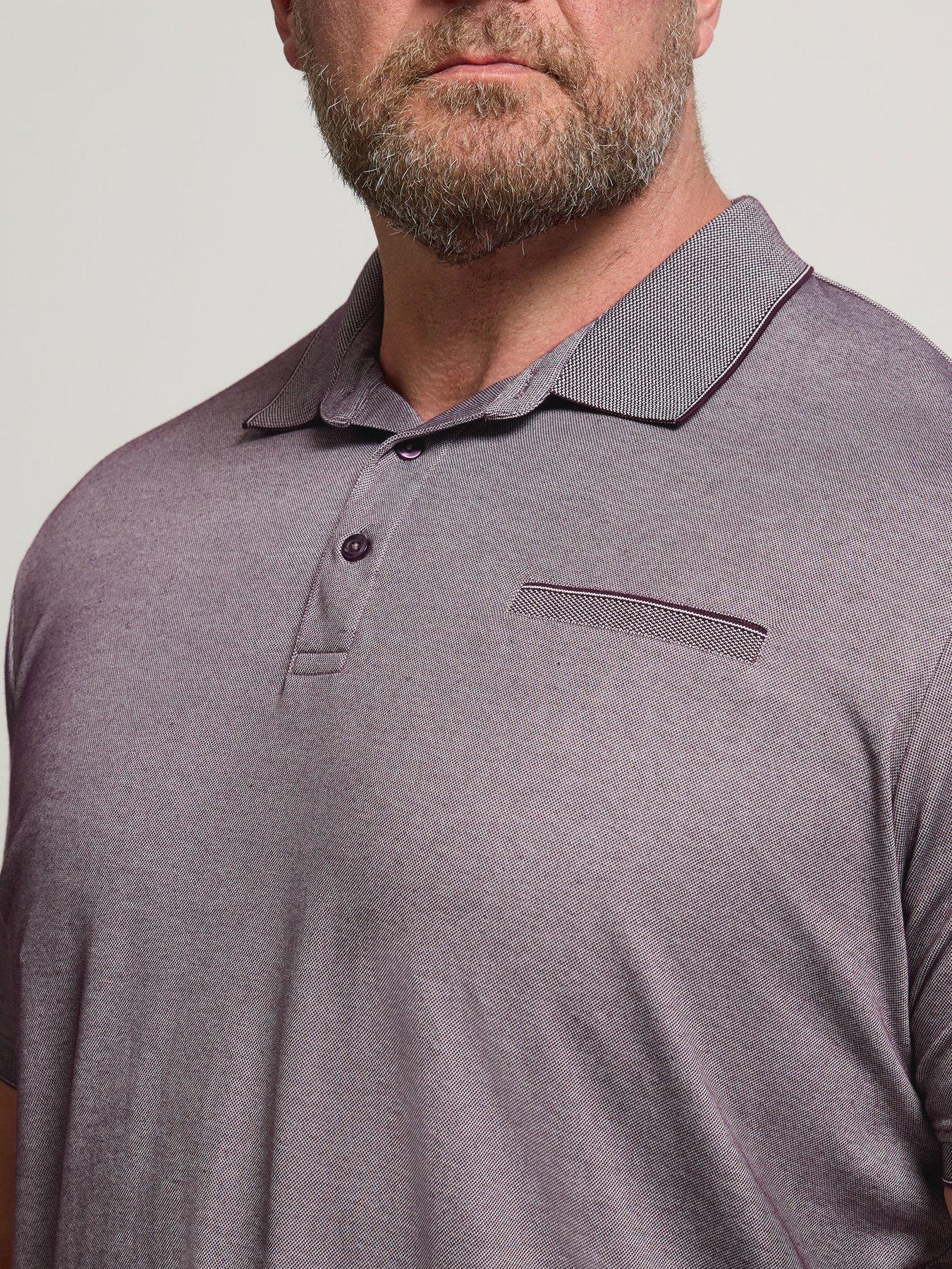 Image 4 of 4 of BadRhino Mens Big &amp; Tall Two Tone Textured Polo Shirt - Red