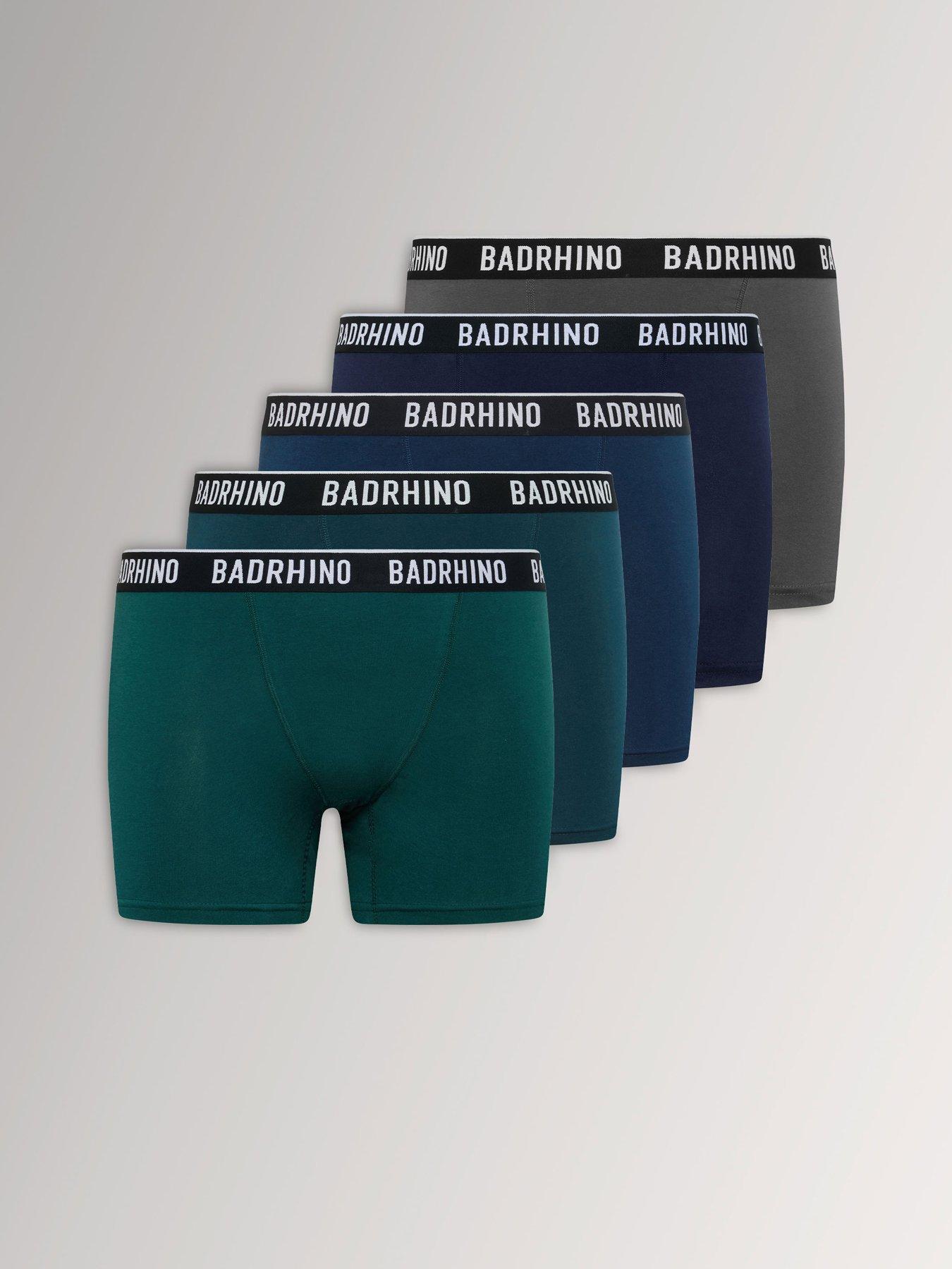 Image 1 of 3 of BadRhino Mens 5 Pack Cotton-Rich Stretch Boxer Shorts - Black