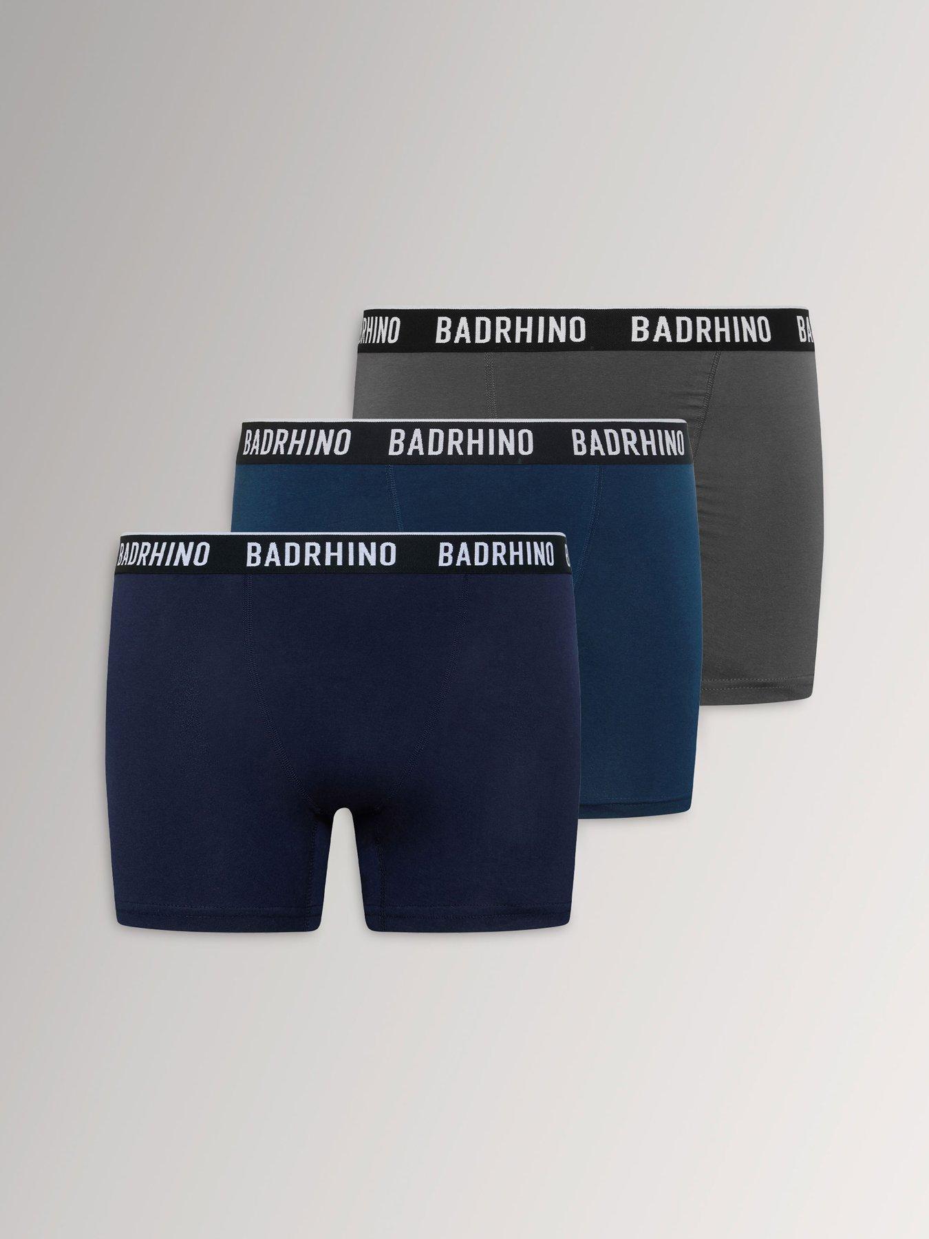 Image 1 of 3 of BadRhino Mens 3 Pack Cotton Stretch Boxer Shorts - Black