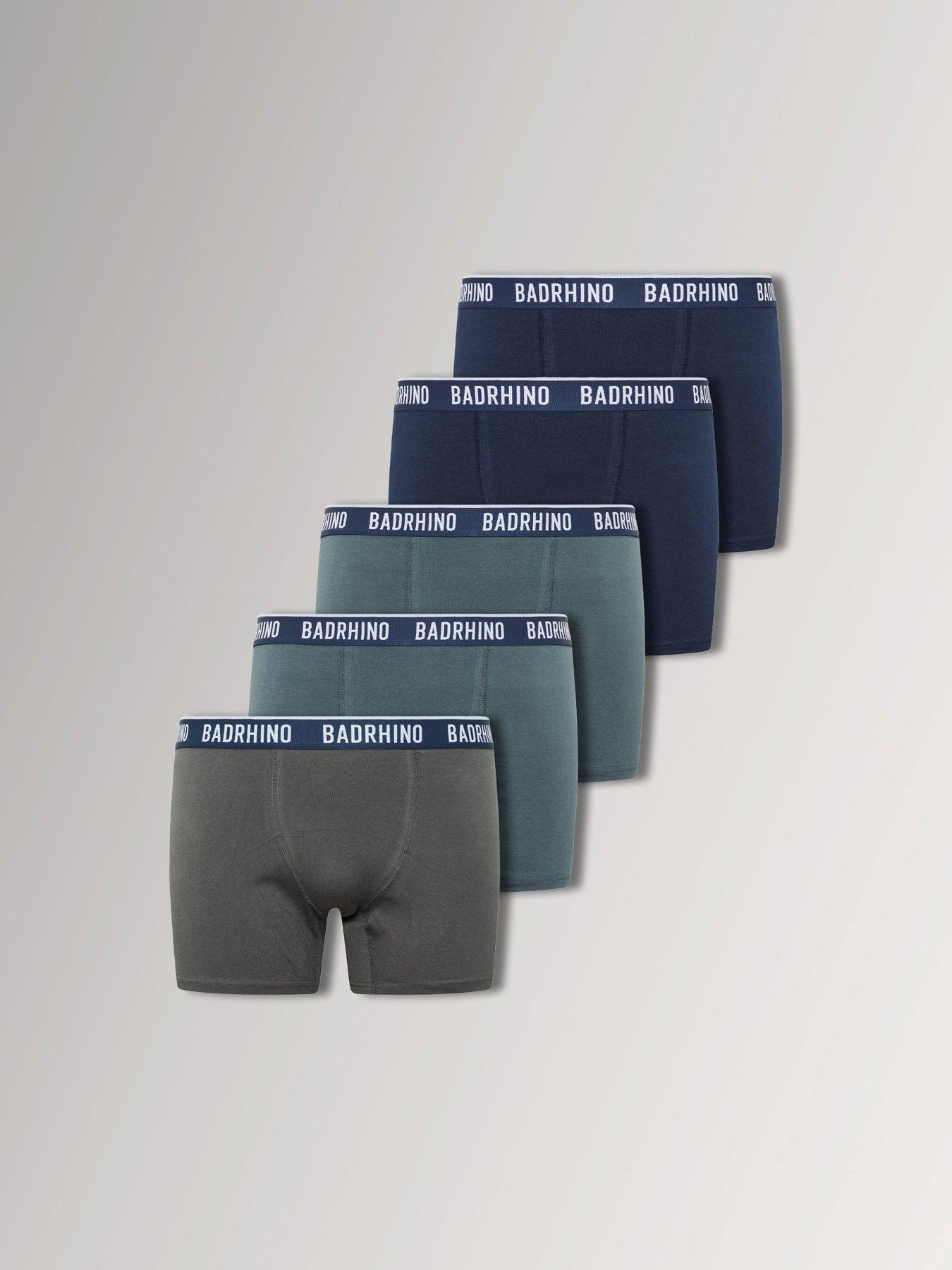 Image 1 of 3 of BadRhino Mens 5 Pack Cotton-Rich Stretch Boxer Shorts - Blue