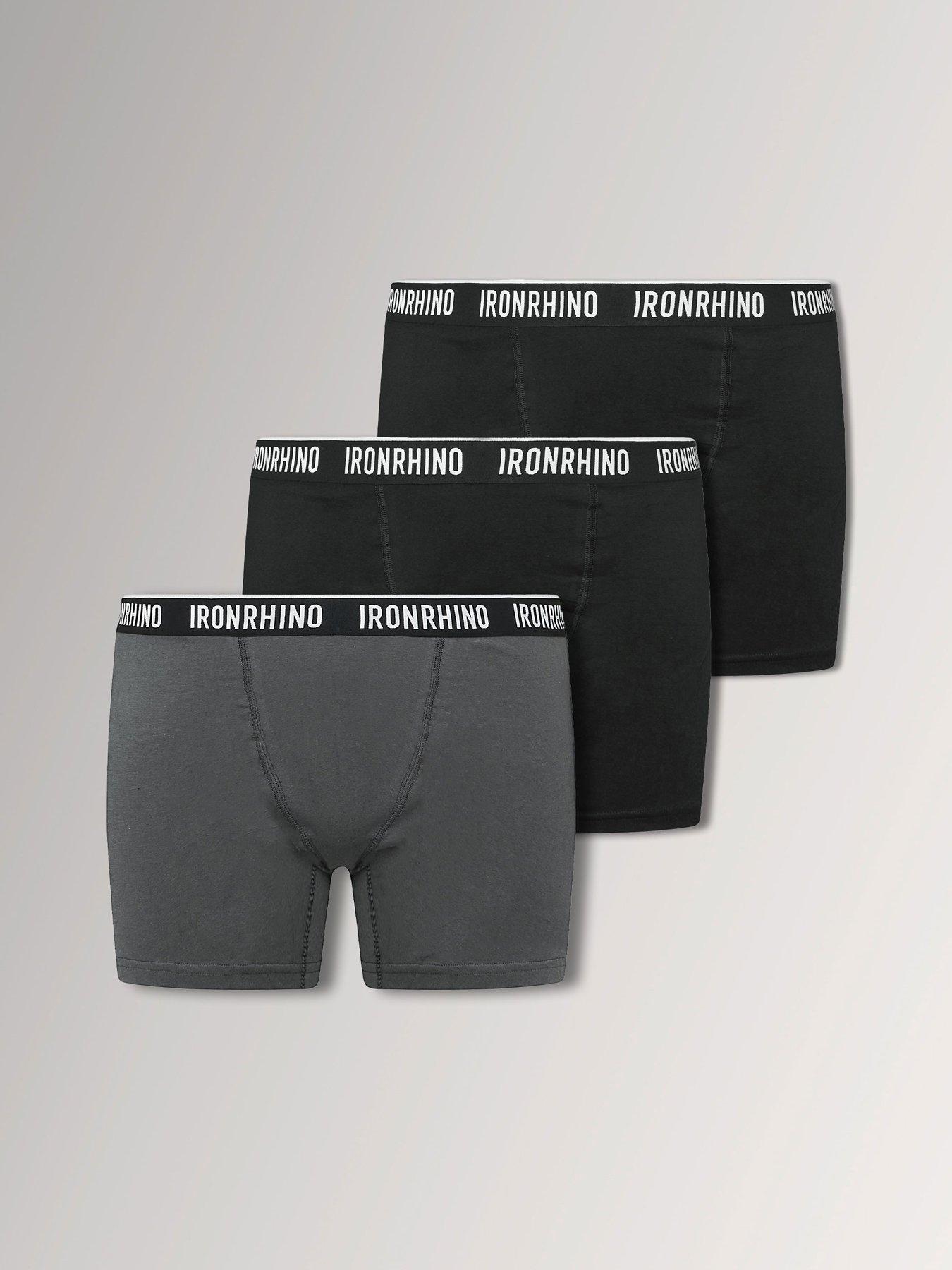 Image 1 of 3 of BadRhino Mens 3 Pack Longer Leg Stretch Boxer Shorts - Black