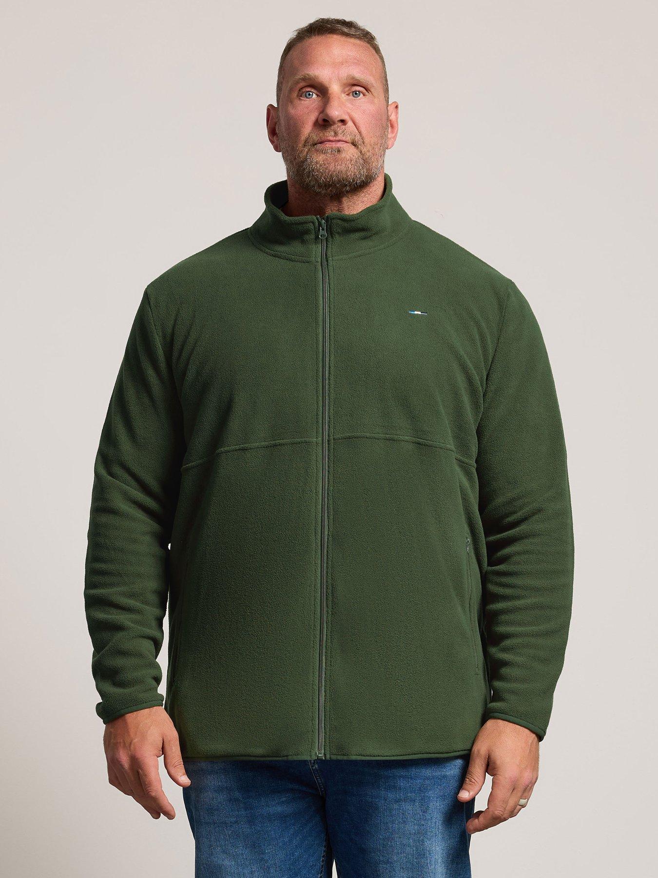 Badrhino Mens Big & Tall Essential Full Zip High Neck Fleece Jacket - Green