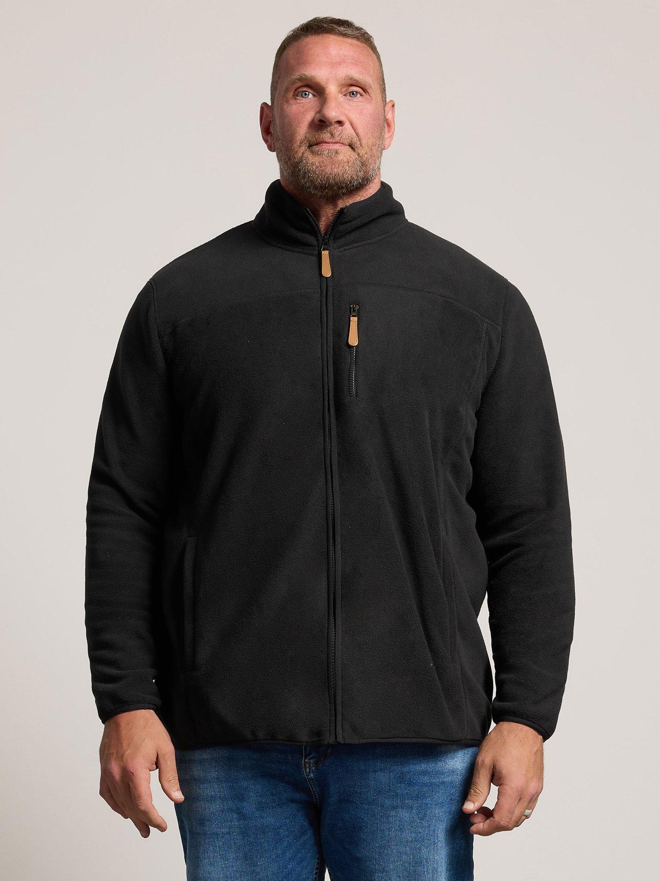 BadRhino Mens Big & Tall Full Zip Funnel Neck Micro Fleece Jacket, Black, Size 3Xl, Men