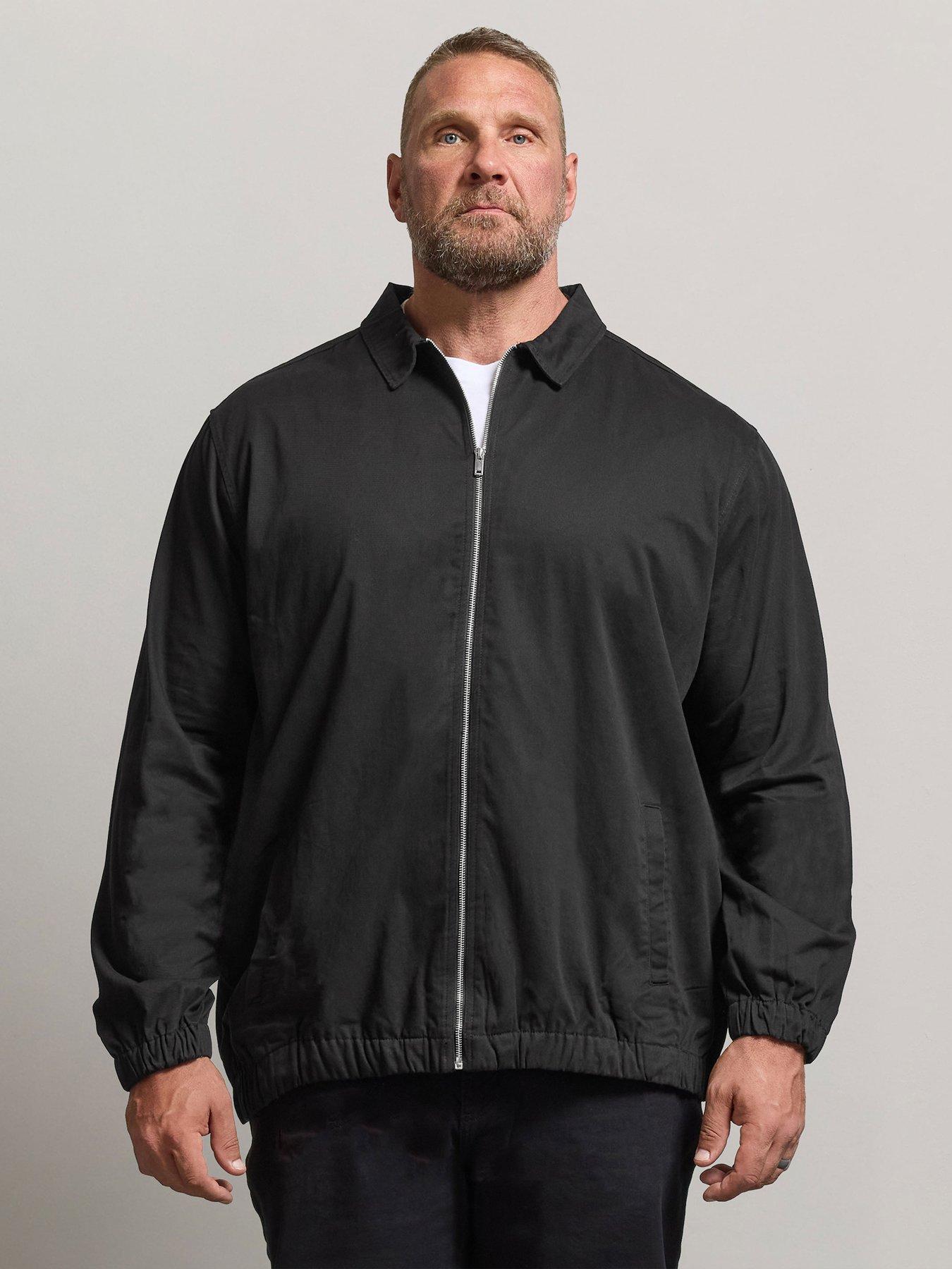 BadRhino Mens Big & Tall Harrington Twill Zip Jacket, Black, Size 2Xl, Men