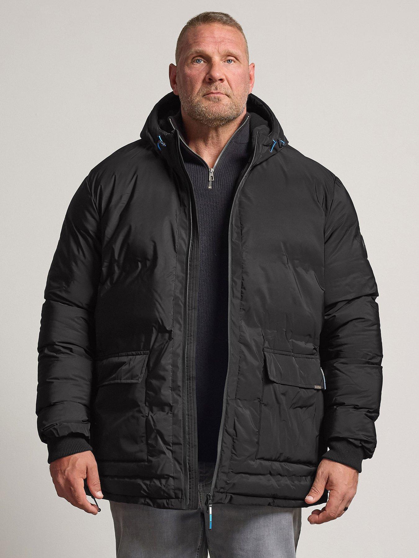 BadRhino Mens Hooded Padded Quilted Jacket, Black, Size Xl, Men